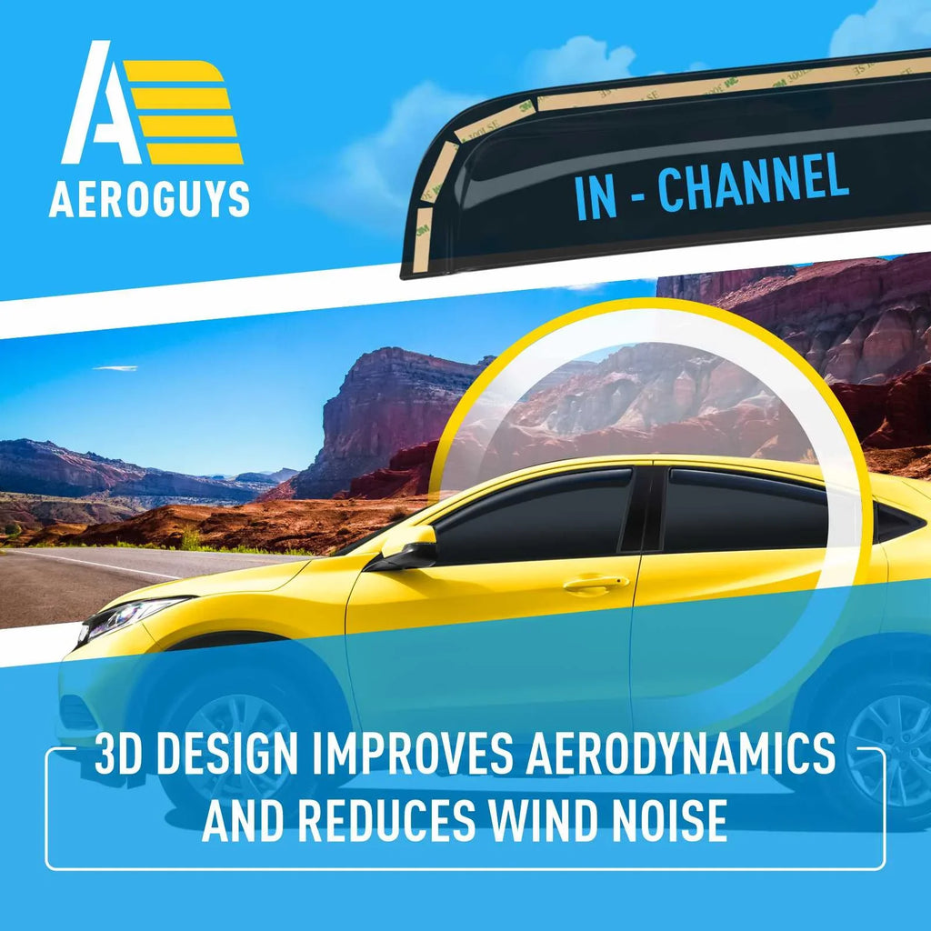AEROGUYS In-Channel Window Deflectors Extra Strong Window Visors Rain Guards Fit for Honda HR-V 2016-2022, Sun Visors, Wind Vent Visors, Car Accessories - 4 pcs. AG0157