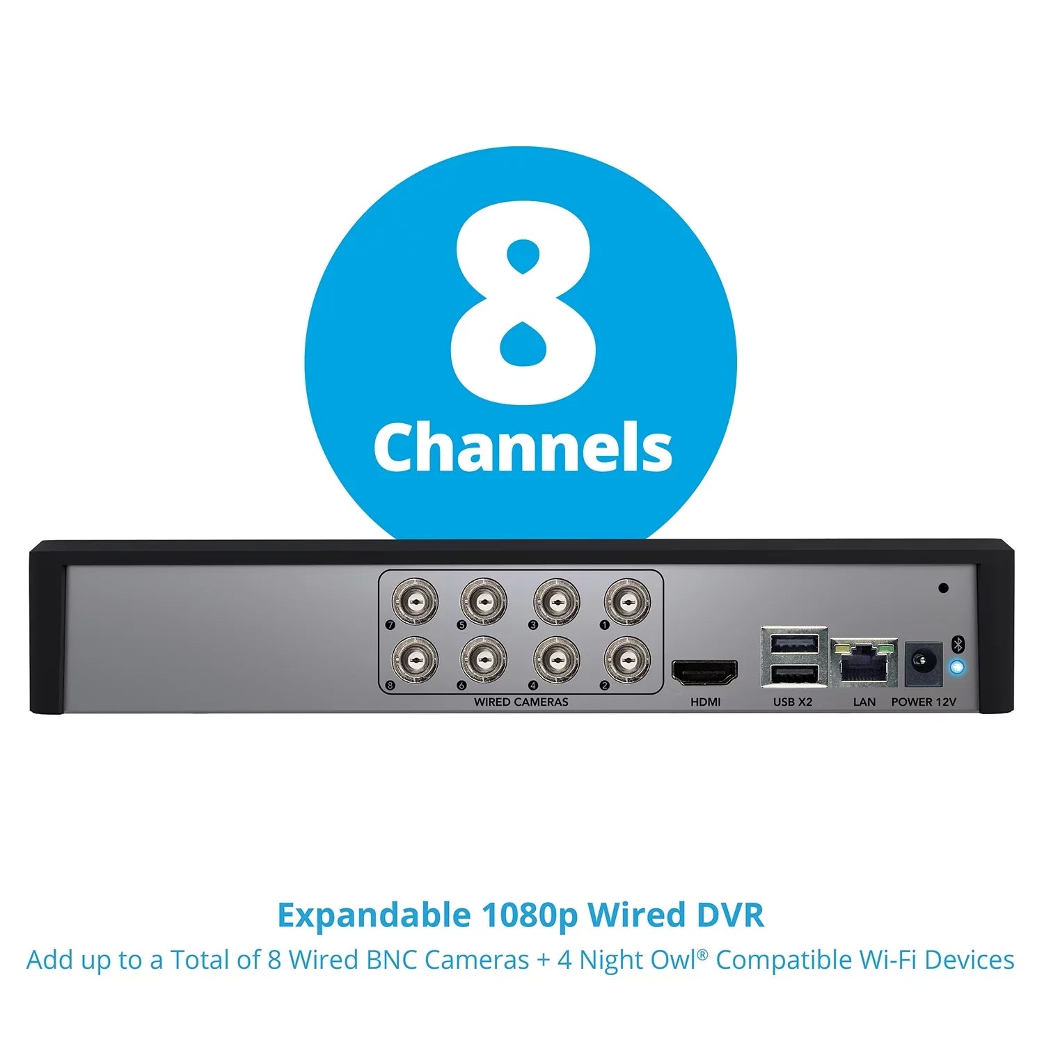Night Owl Bluetooth 8 Channel DVR with 1TB Hard Drive, and 4 Wired 1080p HD Spotlight Security Cameras, Outdoor, HDMI Connector