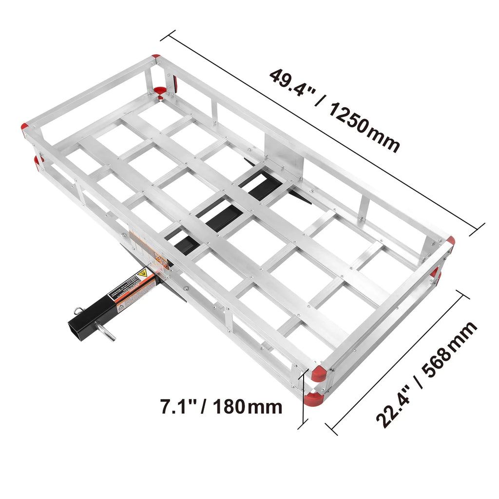BENTISM Hitch Mount Cargo Carrier 47 x 20 x 6 in 500lb Aluminum Durable Fits 2" Receiver Cargo Basket for SUVs Sedans Vehicles
