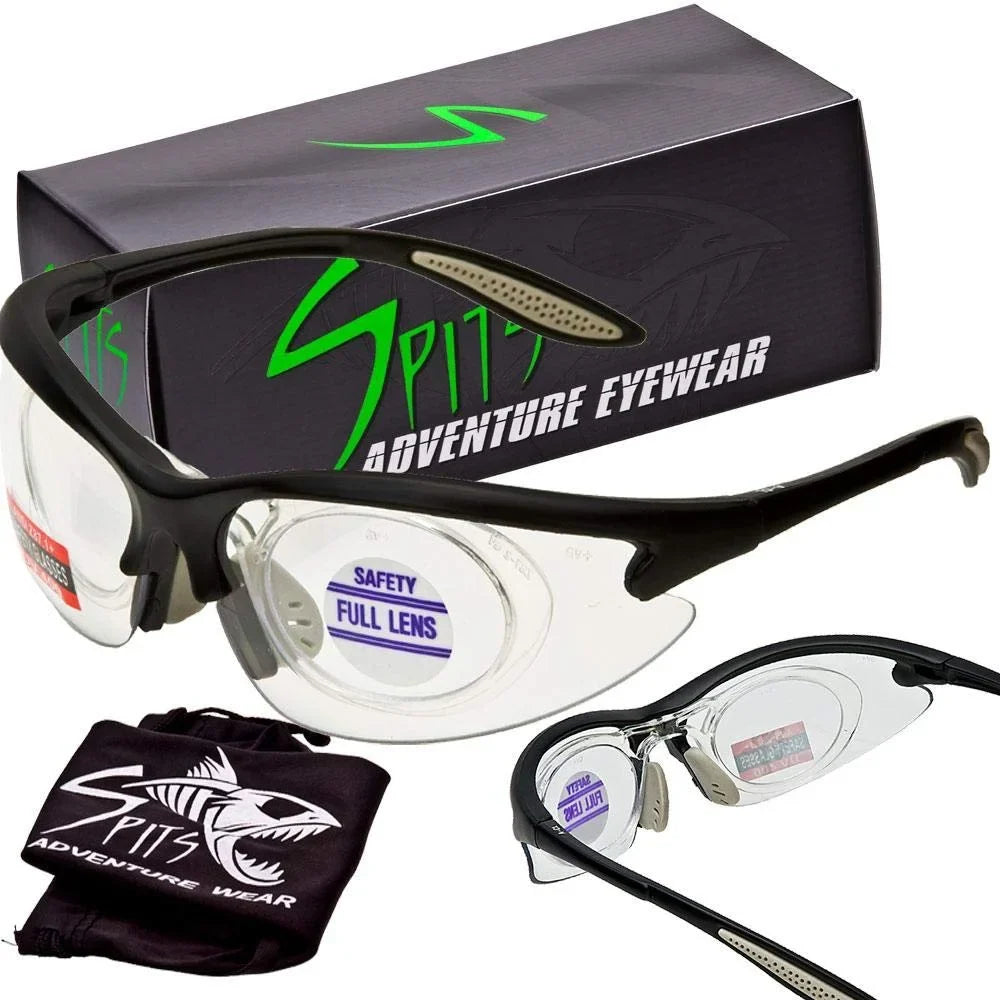 Spits Eyewear 1.50 Full Magnifying Shooting Safety Glasses MAGSHOT Pick Frame & Lens Color (Lens color: Clear Anti-Fog, Frame color: Black)