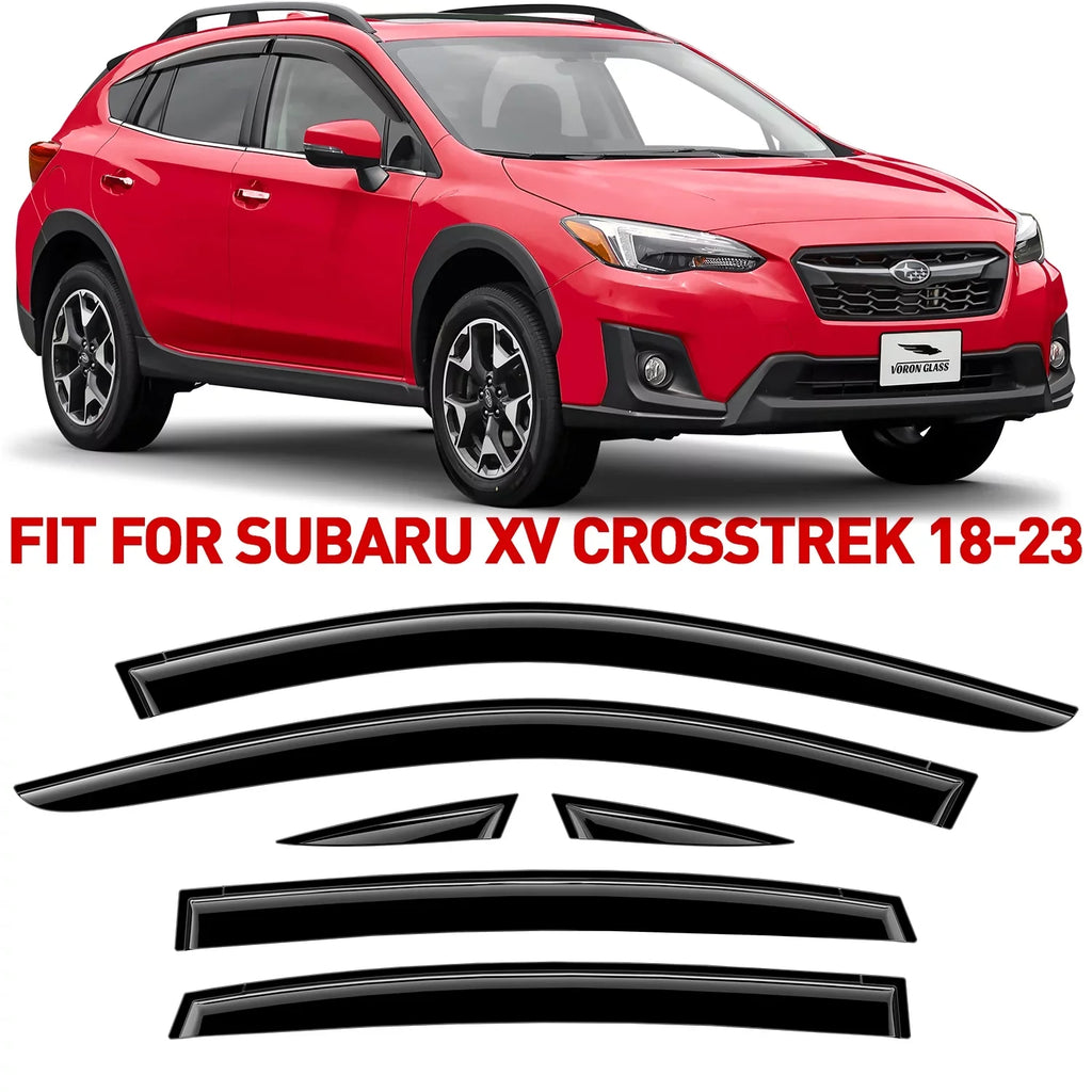 Voron Glass Tape-on Extra Resilient Rain Guards for Subaru XV Crosstrek 2018-2024, Window Deflectors, Vent Window Visors, 6 Pieces - 100489
