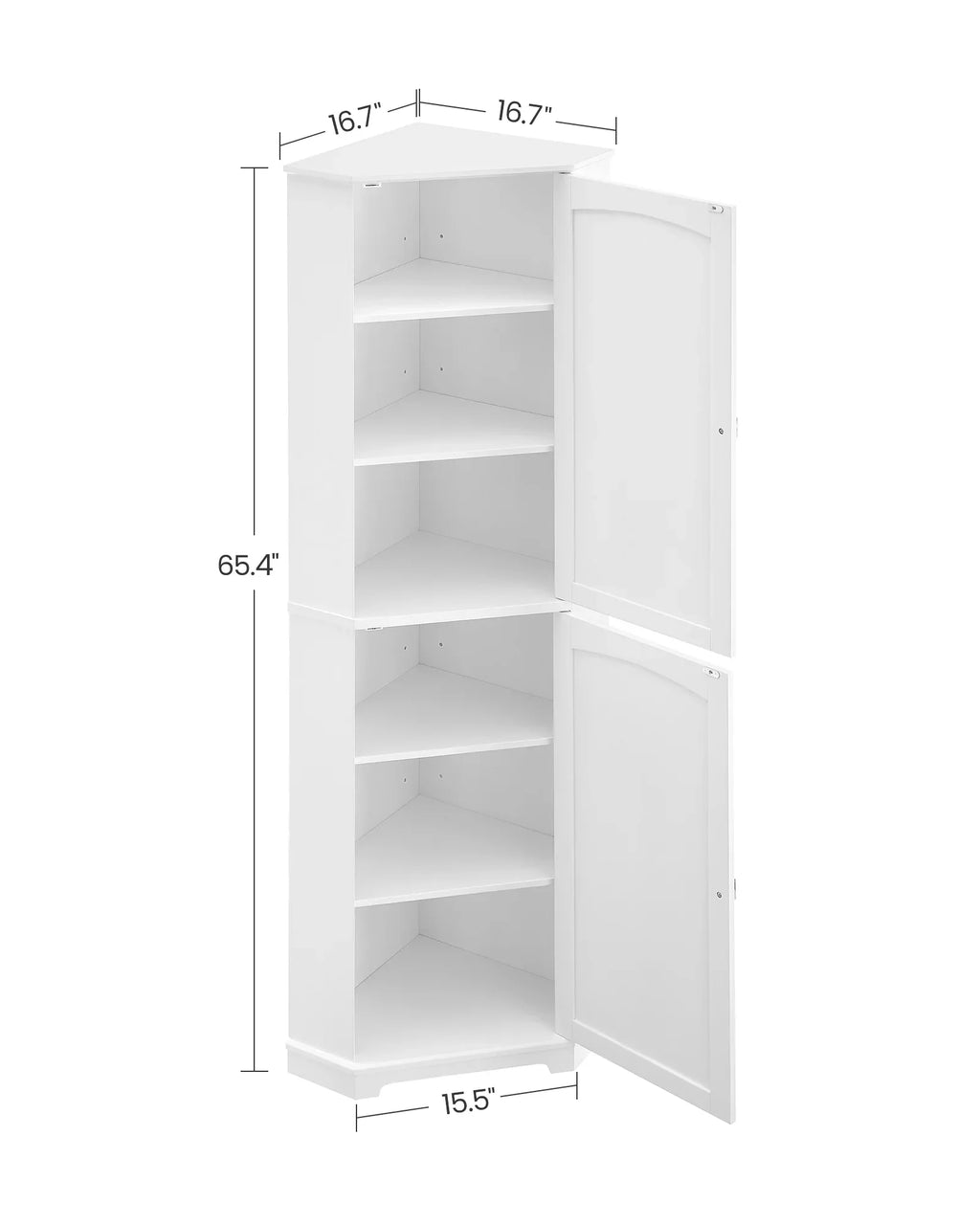 VASAGLE Floor Cabinet Bathroom Storage Cabinet with 2 Doors and 4 Adjustable Shelves Tall Corner Cabinet Modern Farmhouse Design, White