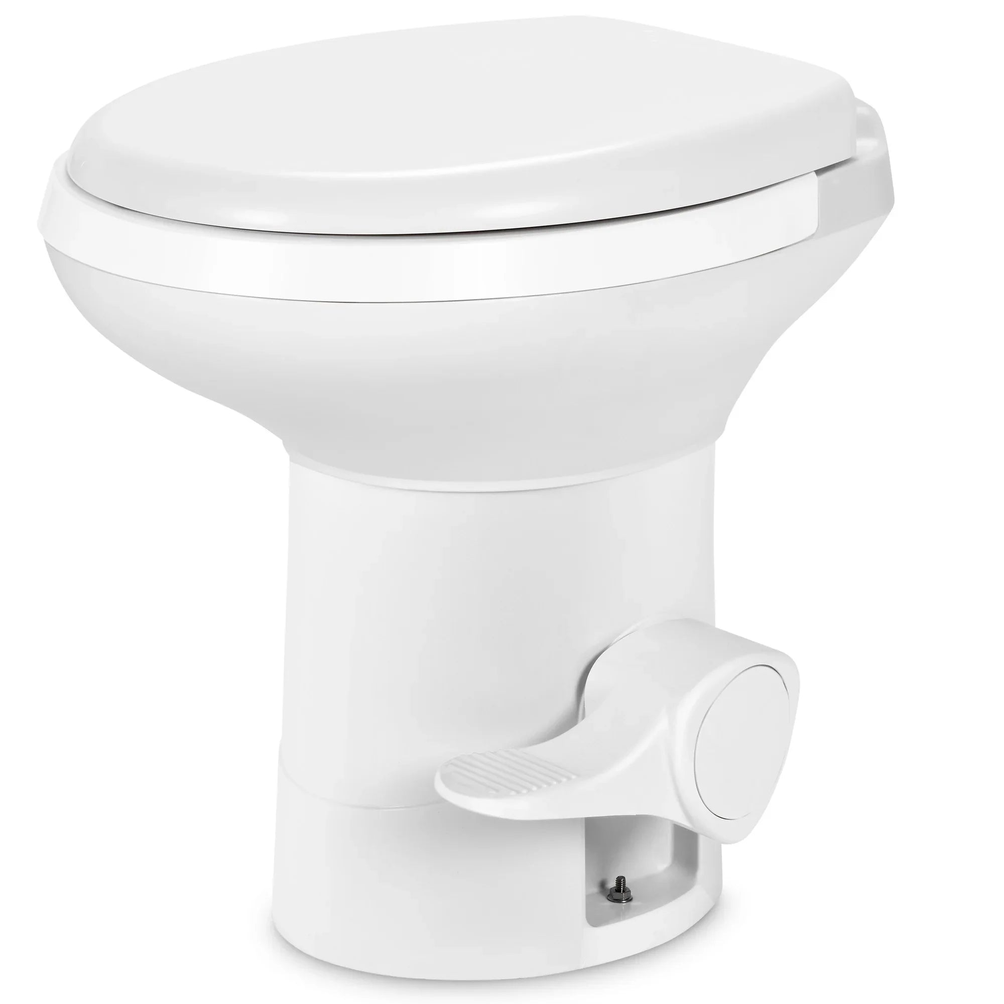 Dextrus Portable RV Toilet with Pedal Flush, Gravity Flush Toilet High Profile for Caravan Travel, Camping, Ship White