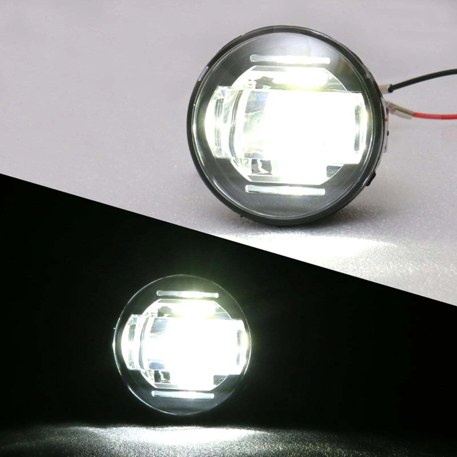 Ikon Motorsports Suitable with Ford Mustang, Ford Focus, Ford Taurus X, Ford Transit Connect; Lincoln LS & Navigator Front LED Fog Lamp Foglight Pair LH RH Clear Lens W/ Wire Harness
