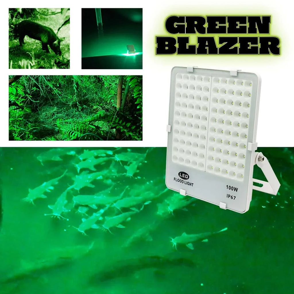 Rite Angler Green Blazer Fish & Game LED Floodlight 100w Dock Watercraft Hunting Light for Attracting Fish and Game 110v