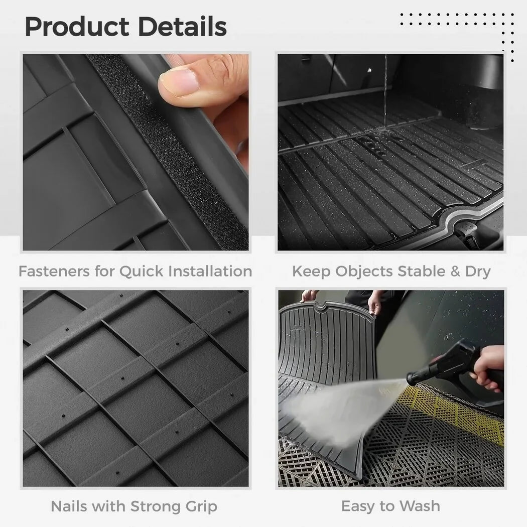 All Environment Car Trunk Mats, 3 Rear Seat Back Mats and Trunk Floor Mat, Fitting with 2020 2021 2022 Tesla Model Y, Waterproof Non-slip Car Trunk Floor Liner