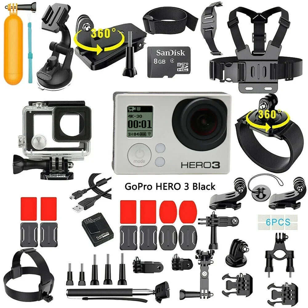 Restored GoPro HERO3 Black Edition Action Sport Wi-Fi Camera Camcorder With 35-In-1 Action Camera Accessory Kit (Refurbished)