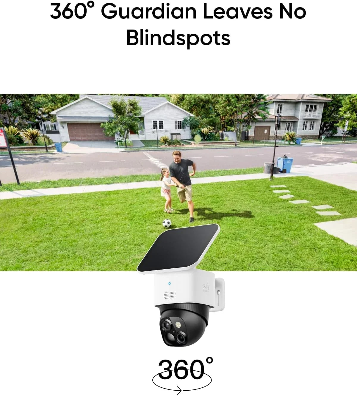 eufy Security SoloCam S340, Solar Security Camera, Wireless Outdoor Camera, 360° Surveillance, No Blind Spots, 2.4 GHz Wi-Fi, No Monthly Fee, HomeBase S380 Fitting