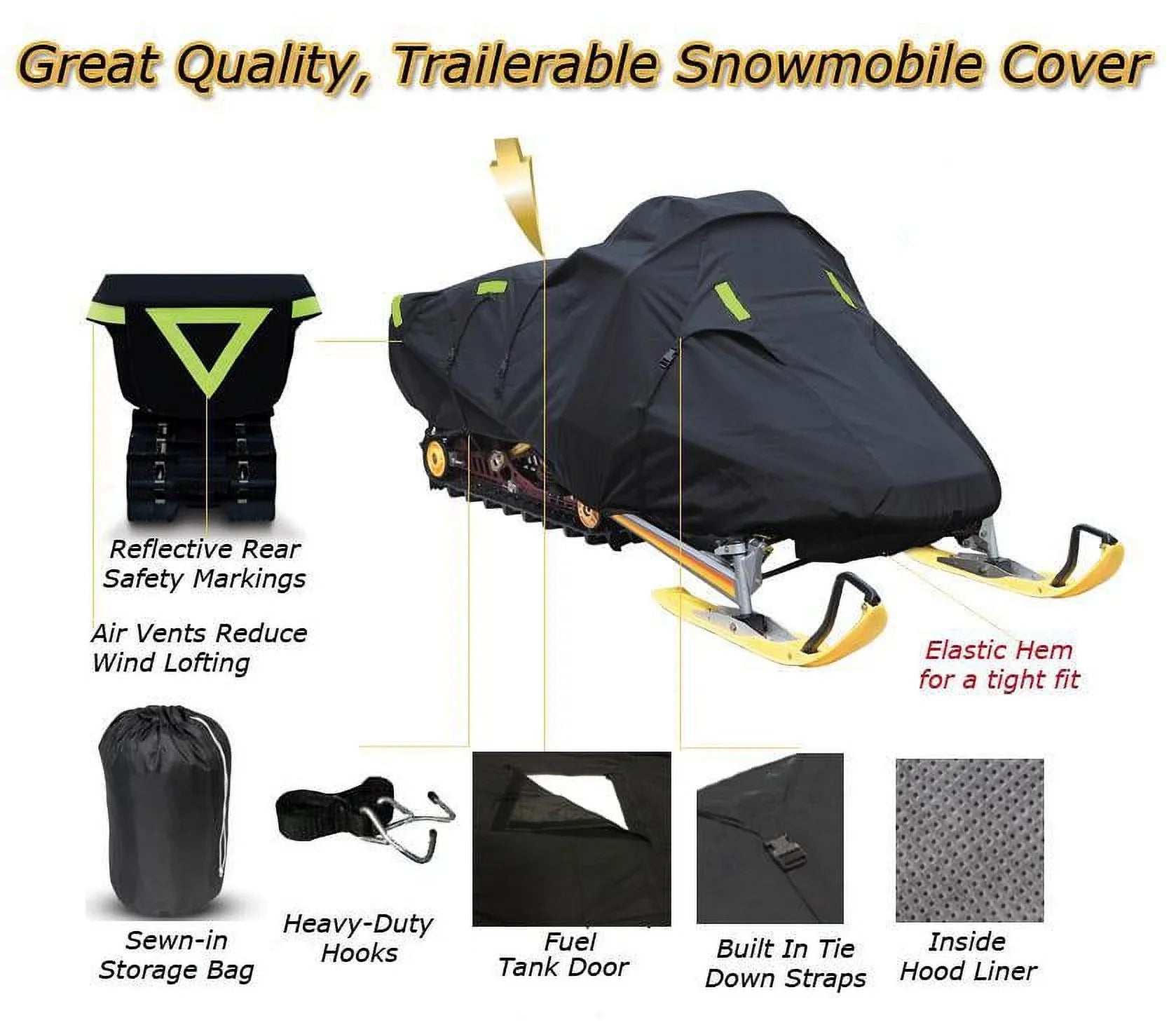 Snow Wrap Suitable for 2008-2008 Ski Doo Bombardier snowmobile model GSX LIMITED 600 HO SDI, Trailerable 600 Denier Snow Machine Sled Gear