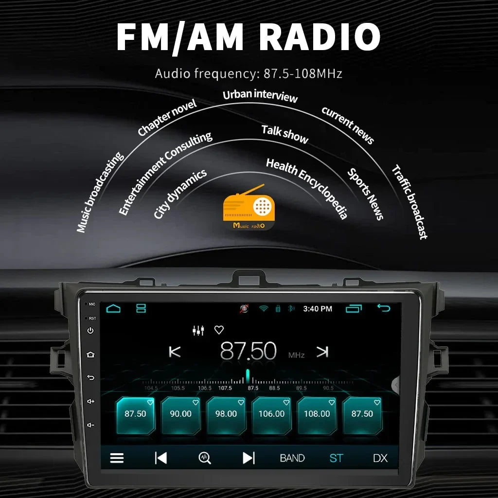 Binize Car Stereo for Toyota Corolla 08-12 Android 12 Suitable with CarPlay&Android Auto,9 Inch Touch Screen Double Din Car Radio Support Bluetooth, GPS Navigation, FM&AM, Backup Camera