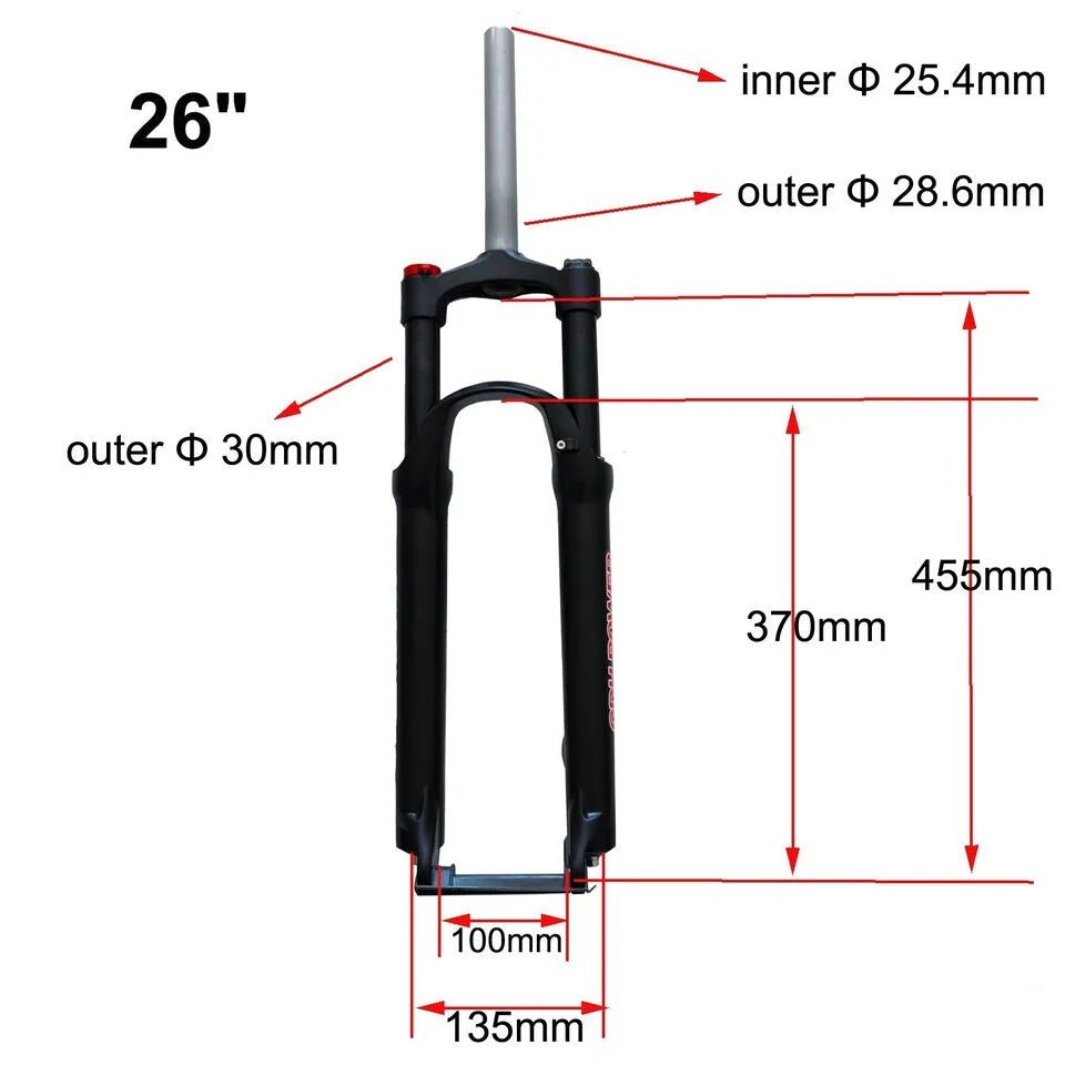 CDH 26" MTB Bicycle Suspension Fork & Headset, Manual Lockout Aluminum Bike Fork