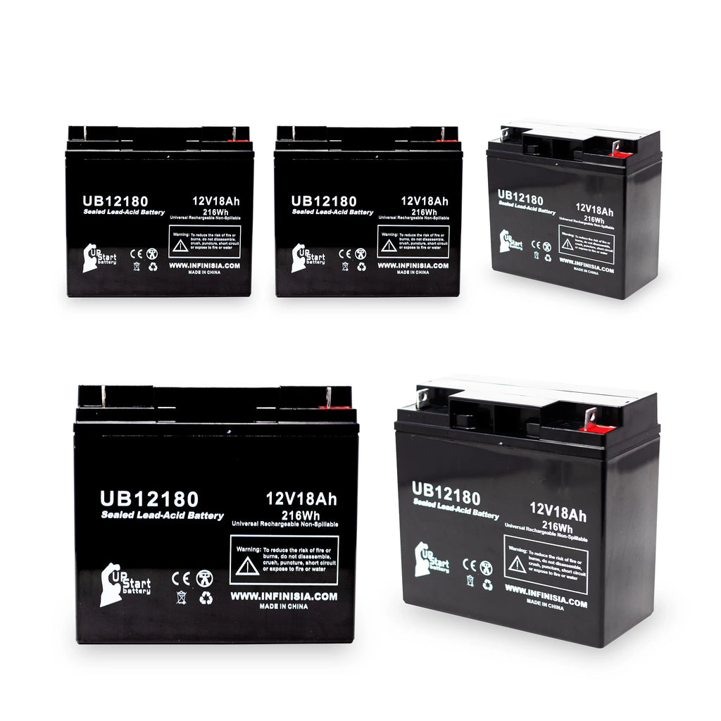 5x Pack - Fitting EAGLE PICHER BATTERIES CF12V18 Battery - Replacement UB12180 Universal Sealed Lead Acid Battery (12V, 18Ah, 18000mAh, T4 Terminal, AGM, SLA)