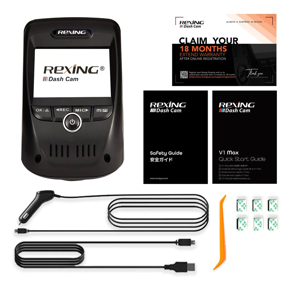 Rexing V1 Max 4K 2160P Single Channel Dash Cam with Wi-Fi & GPS