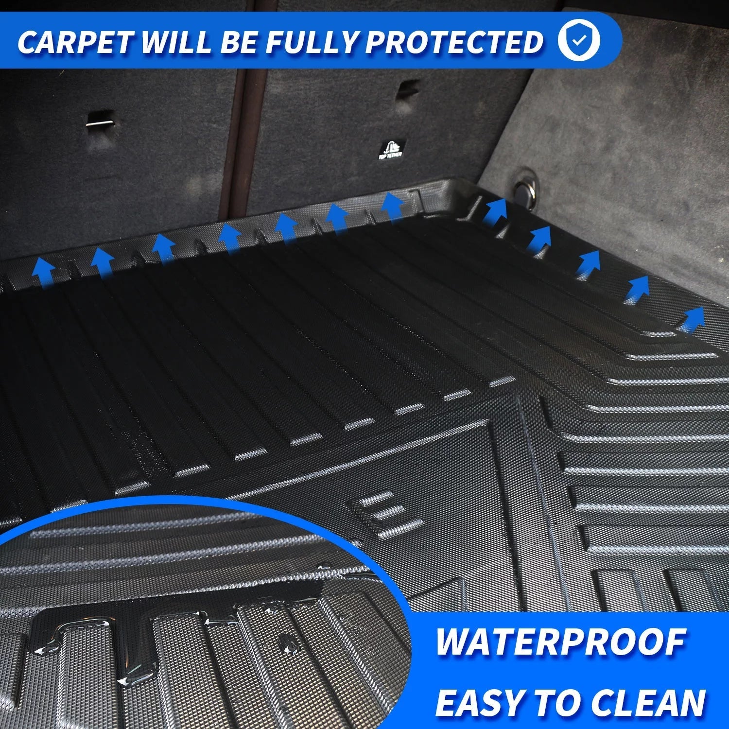 Cargo Liner Fit 2020 Tesla Model Y 7-Seat All Condition Rear Trunk Protection Cargo Tray Floor Mat for Tesla Model Y 2020 SUV Accessory , Black