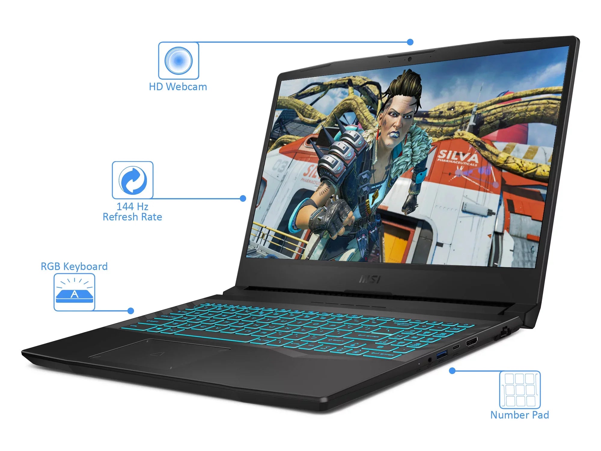 MSI Crosshair Gaming Laptop, 15.6" 144Hz FHD Display, Intel Core i7-11800H Upto 4.6GHz, 16GB RAM, 1TB NVMe SSD, NVIDIA GeForce RTX 3050, HDMI, Wi-Fi, Bluetooth, Windows 10 Home