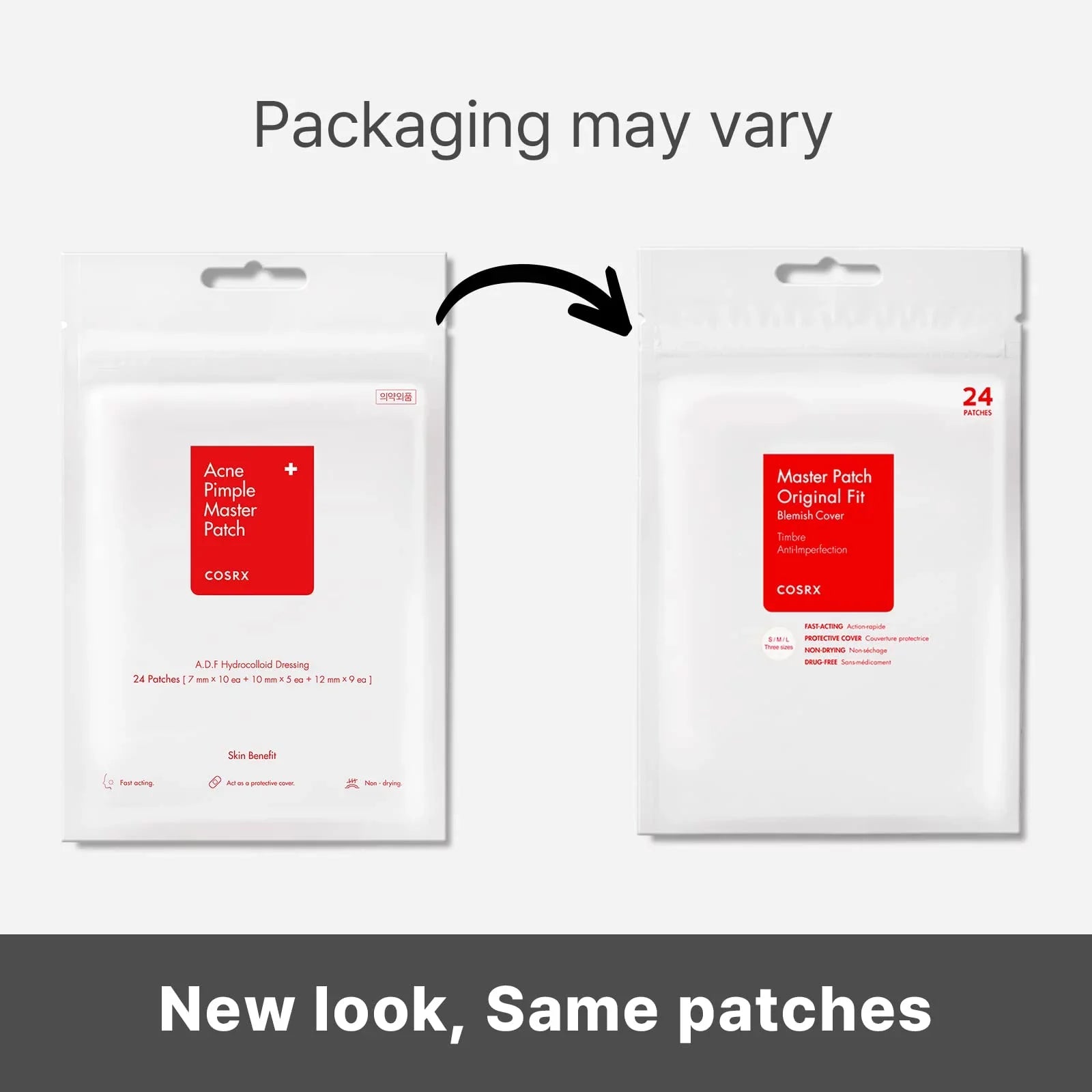 Cosrx Acne Pimple Patch Absorbing Hydrocolloid Original 3 Size Patches For Blemishes And Zits Protection Spot Stickers For Face And Body, Not Tested On Animals, No Toxic Ingredients (240 Count (Pack.