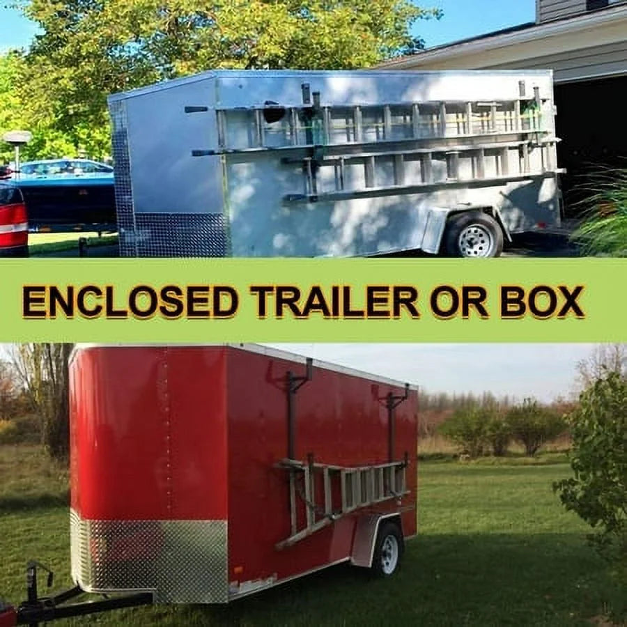 Kojem Adjustable Universal Trailer Ladder Rack Side Mount 2 Bars for Enclosed Cargo Trailer Exterior Out Side Wall - Carry 1 or 2 Ladders