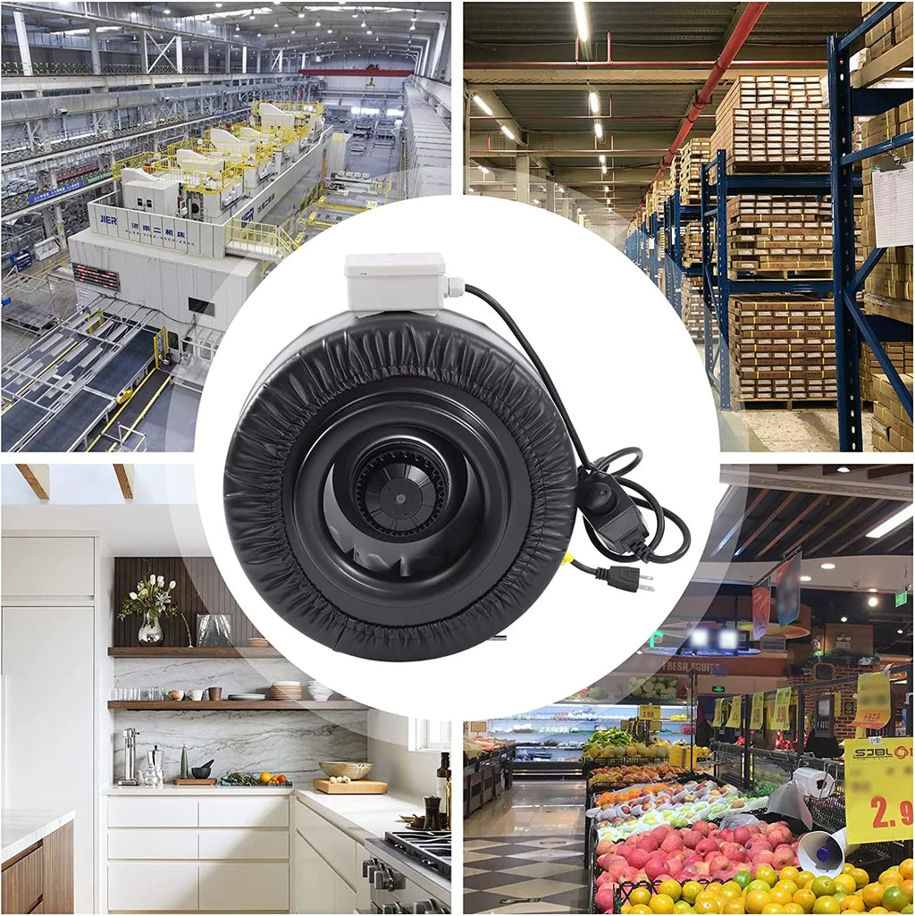 FETCOI Grow Tent Fan 8 Inch Inline Fan Industrial Grade Duct Exhaust Fan Combinable with HEPA Filter & Carbon Filter Powerful Booster Fanwith Speed Controller
