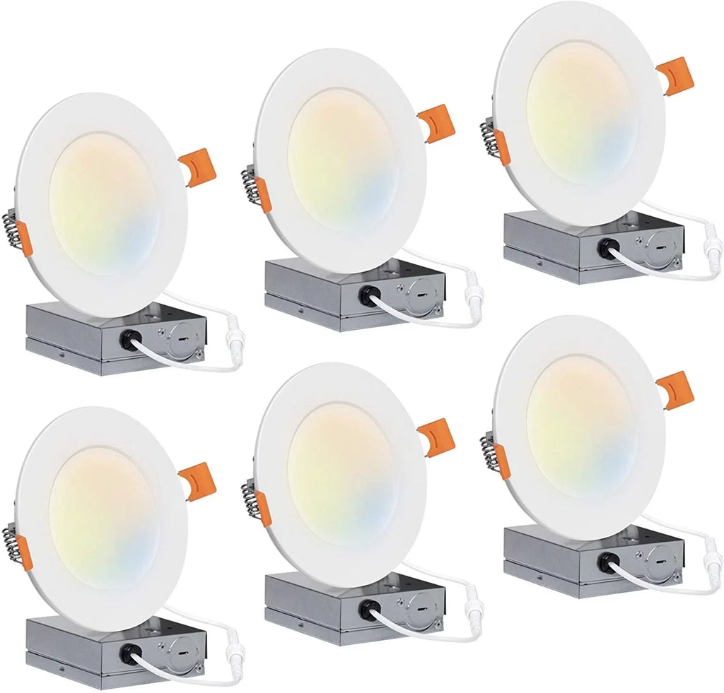 Hyperikon 4 inch Recessed LED Slim Downlight, 9W Color Temperature Tuning, 2700K-5000K, Retrofit Dimmable UL, Energy Star, 6 Pack