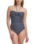 MSRP $118 Tommy Hilfiger Striped One-Piece Women's Swimsuit Navy Size 6