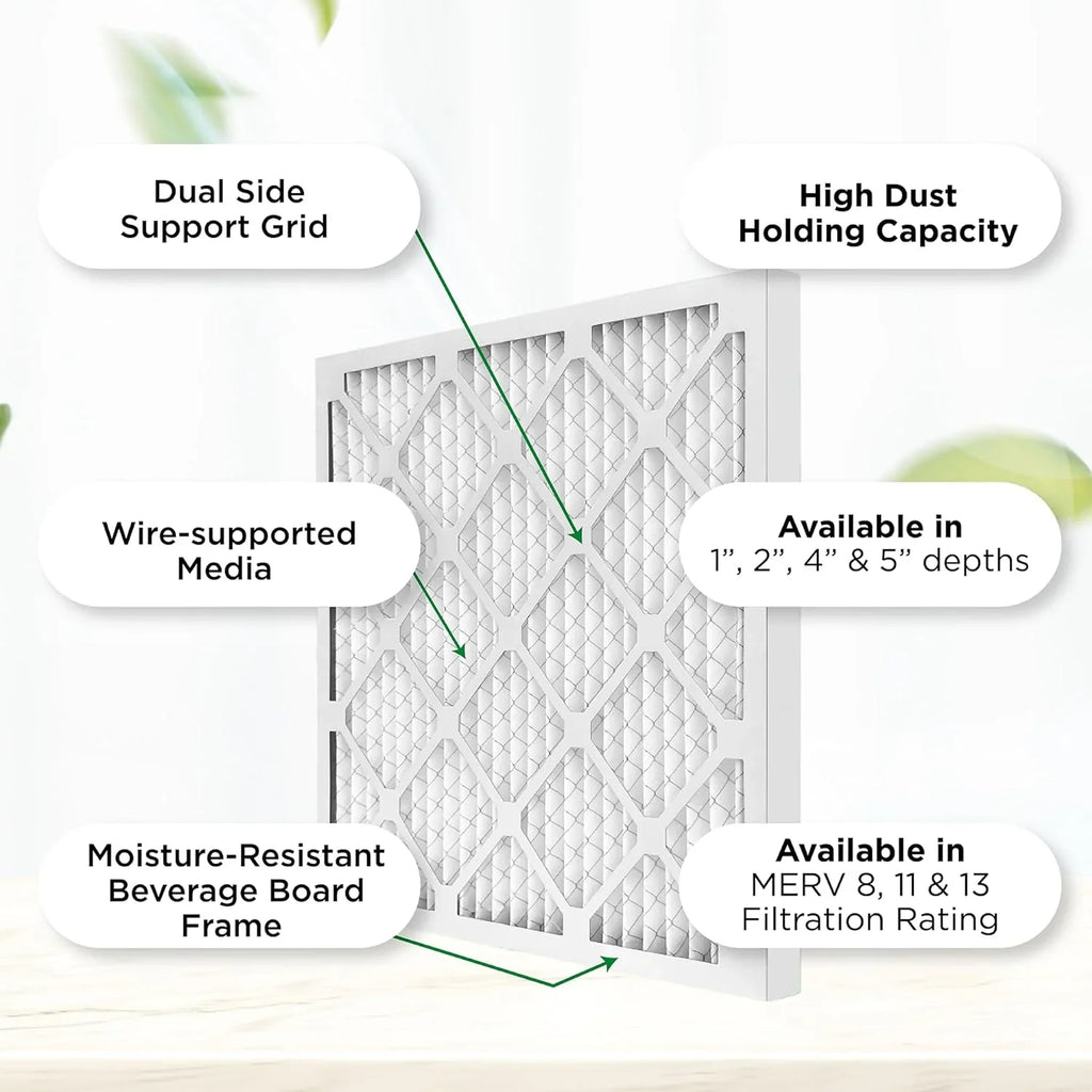 25X25x1 MERV 8 Pleated HV Furne Air Filters. Case Of 12. Ext Size: 24-1/2 X 24-1/2 X 3/4