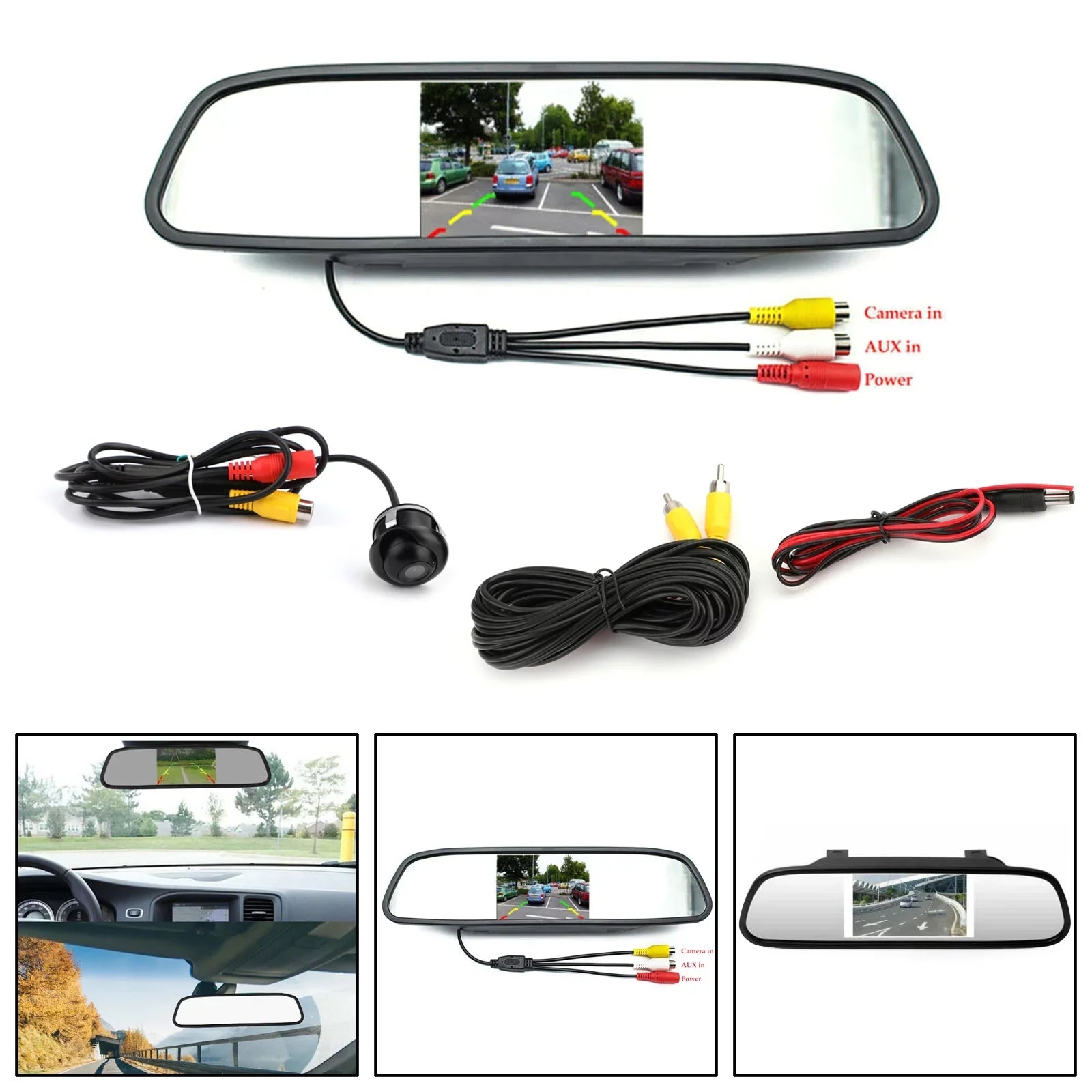 Reverse Car Camera + 4.3" Car Mirror Monitor Kit Vehicle Security System