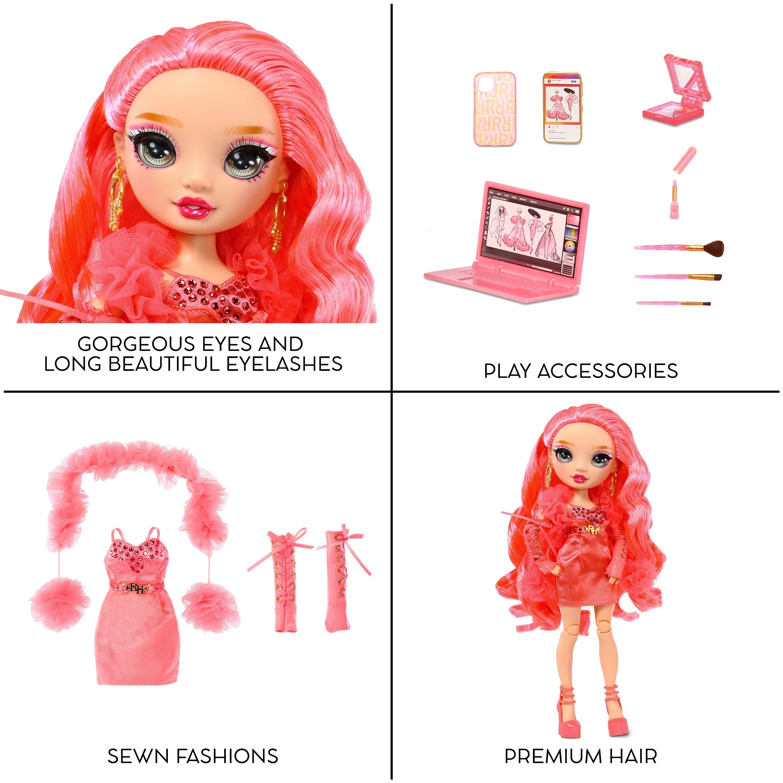 Rainbow High Priscilla- Pink Fashion Doll. Fashionable Outfit & 10+ Colorful Play Accessories. Outstanding Gift for Kids 4-12 Years Old and Collectors