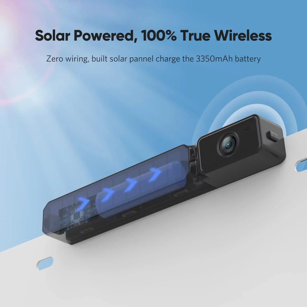 Wireless Backup Camera Solar Rear View Parking System for Car, 2 Channels Reverse Camera Wireless with Monitor Easy Installation,Solar Battery License Plate Camera for Trailer RV