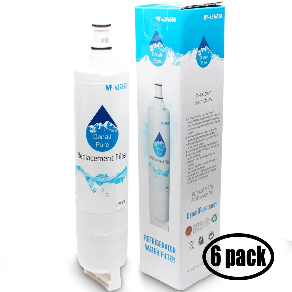 6-Pack Suitable with Whirlpool GS2SHEXNB02 Refrigerator Water Filter - Fitting with Whirlpool 4396508, 4396510 Fridge Water Filter Cartridge