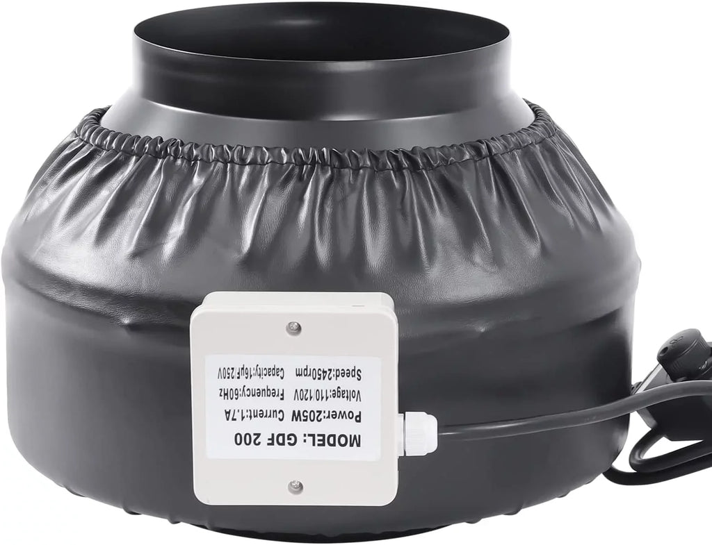 FETCOI Grow Tent Fan 8 Inch Inline Fan Industrial Grade Duct Exhaust Fan Combinable with HEPA Filter & Carbon Filter Powerful Booster Fanwith Speed Controller