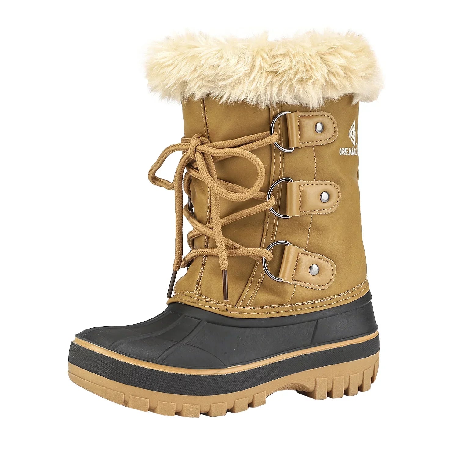 Dream Pairs Boys Girls Toddler Kids Ankle Winter Snow Boots Faux Fur-Lined Soft Boots Shoes Warm FORESTER TAN Size 1 Little Kid
