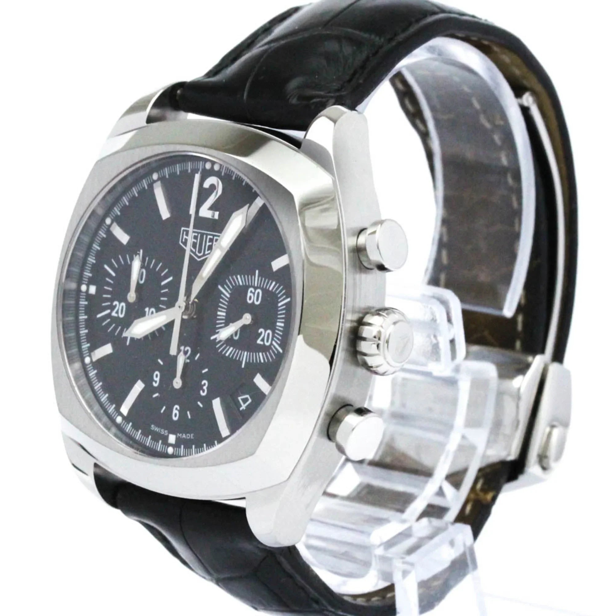 Pre-Owned Polished TAG HEUER Monza Chronograph Steel Automatic Mens Watch CR2110 BF568307 (Good)