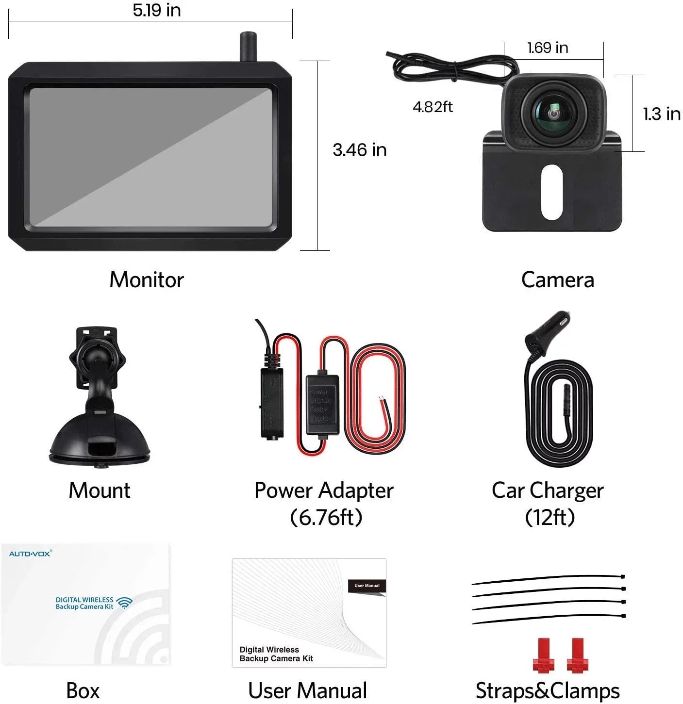 Wireless Digital BackUp Camera Kit, Dual Camera Channels Trailer Reverse Cameras, Waterproof Rear View Camera for Truck, RV, Car, Camper,Trailer