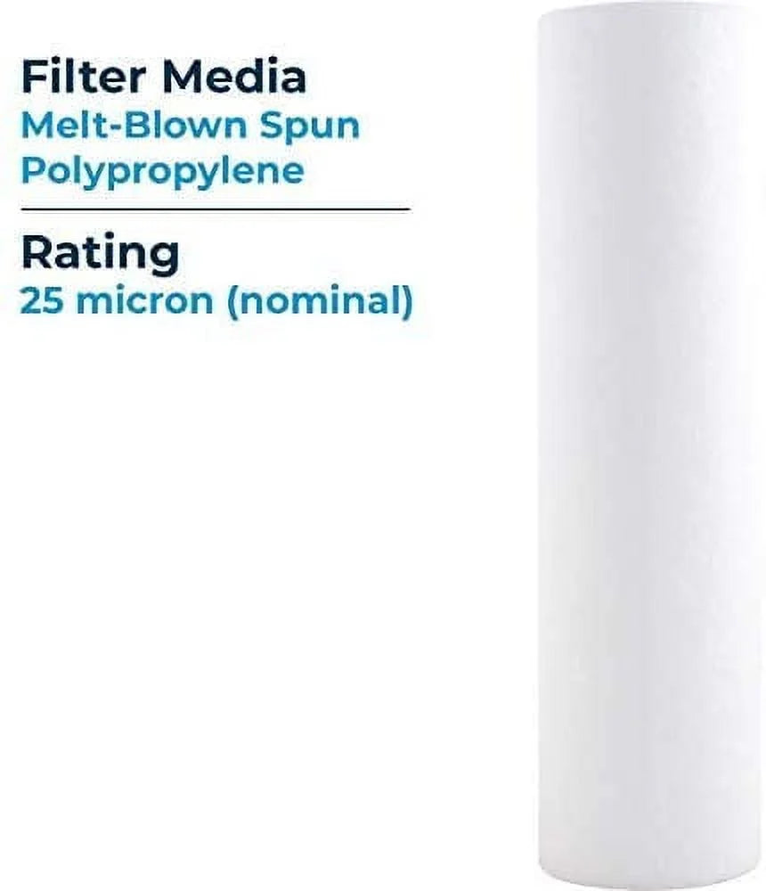 SpiroPure SP-P25 10x2.5 25 Micron Spun Melt-Blown Polypropylene Sediment Water Filter Cartridge P25 155015-43 (Case of 24)