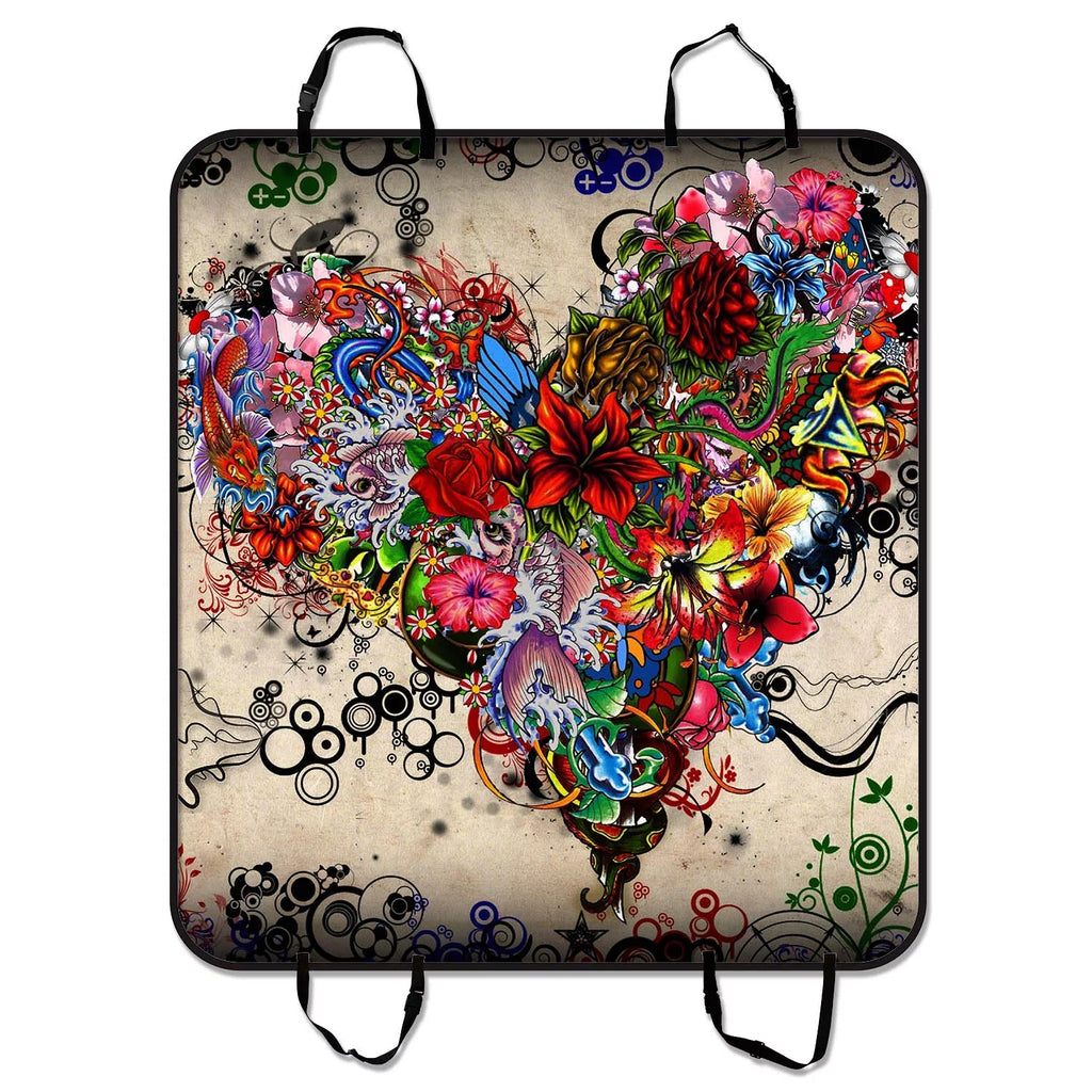 GCKG Wallpaper Stars Flowers Heart Emotions Colorful Pet Car Seat Shield Dog Car Seat Mat Hammock Cargo Mat Trunk Mat For Cars Trucks and SUV 54x60 inches