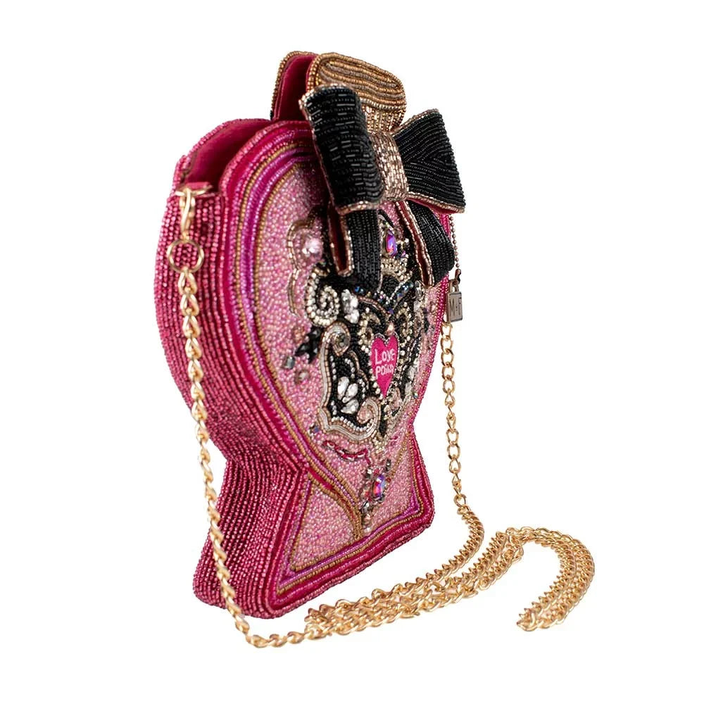 Mary Frances LOVE POTION Pink Bottle Beaded Handbag Purse NEW