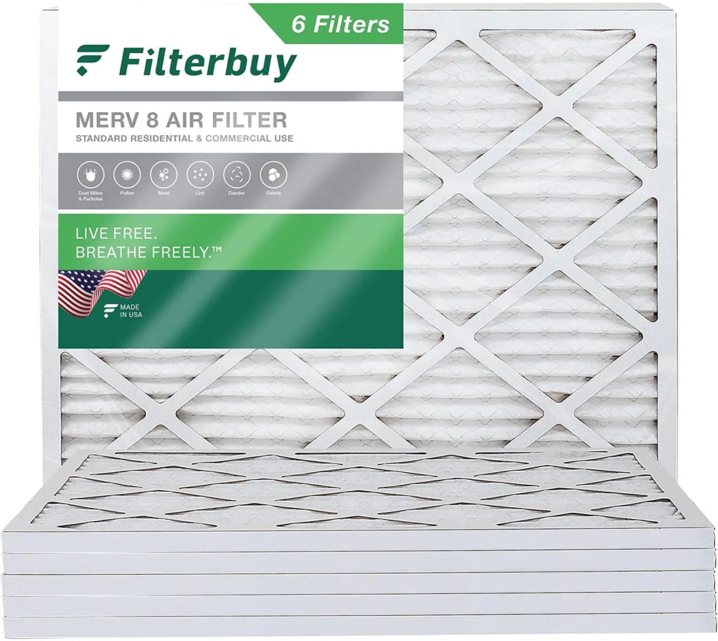 Filterbuy 16x21.5x1 MERV 8 Pleated HVAC AC Furnace Air Filters (6-Pack)
