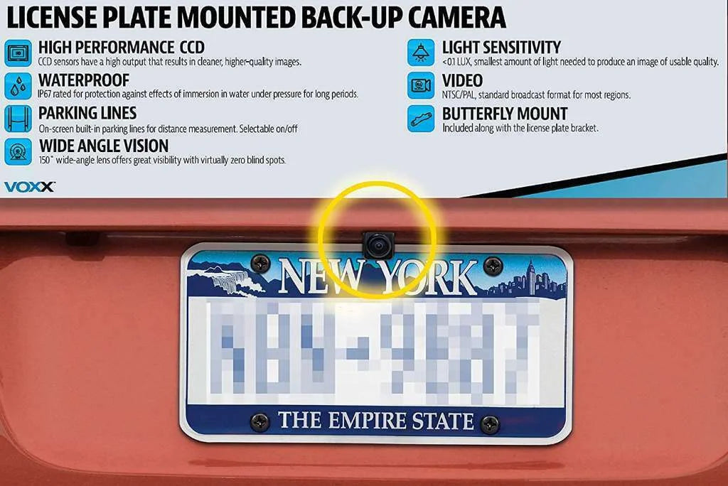 Voxx ACAM4 Car Backup Camera 12-Pack Savings Bundle for Mobile Electronics Professionals. Wide Angle License-Plate Mounted Universal Rearview Cameras, Legal in All States, Parking Line Display Option