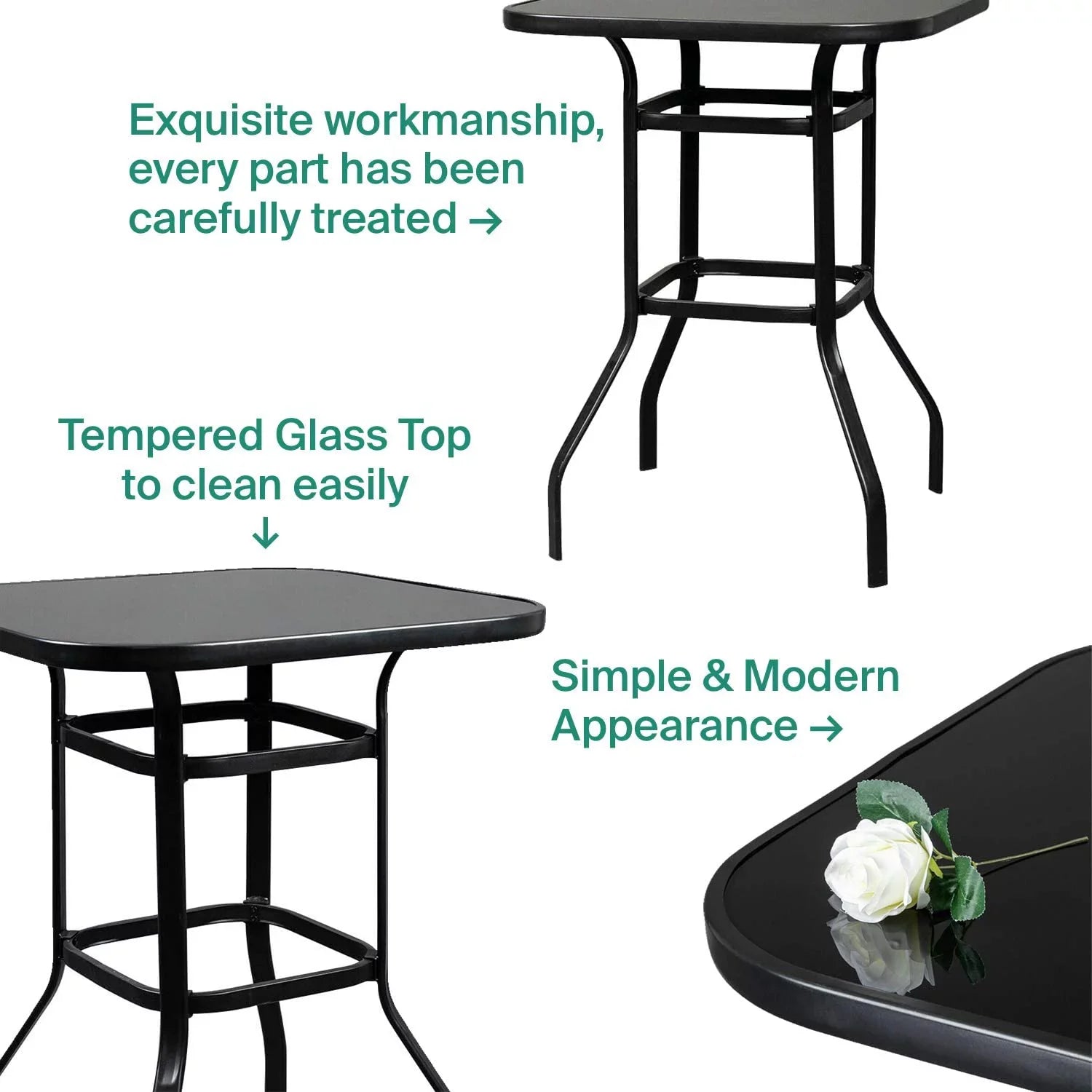 Lilac Long-lasting & Solid Glass Bar Table For Deck Or Porch