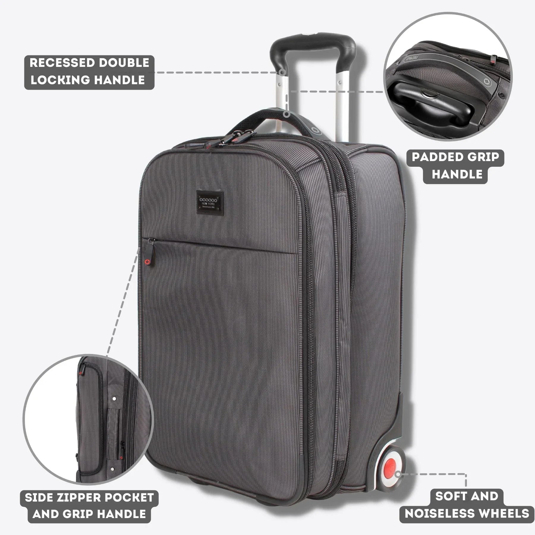 J World Bay Business Carry-on Rolling Backpack for Travel and Commute, Black