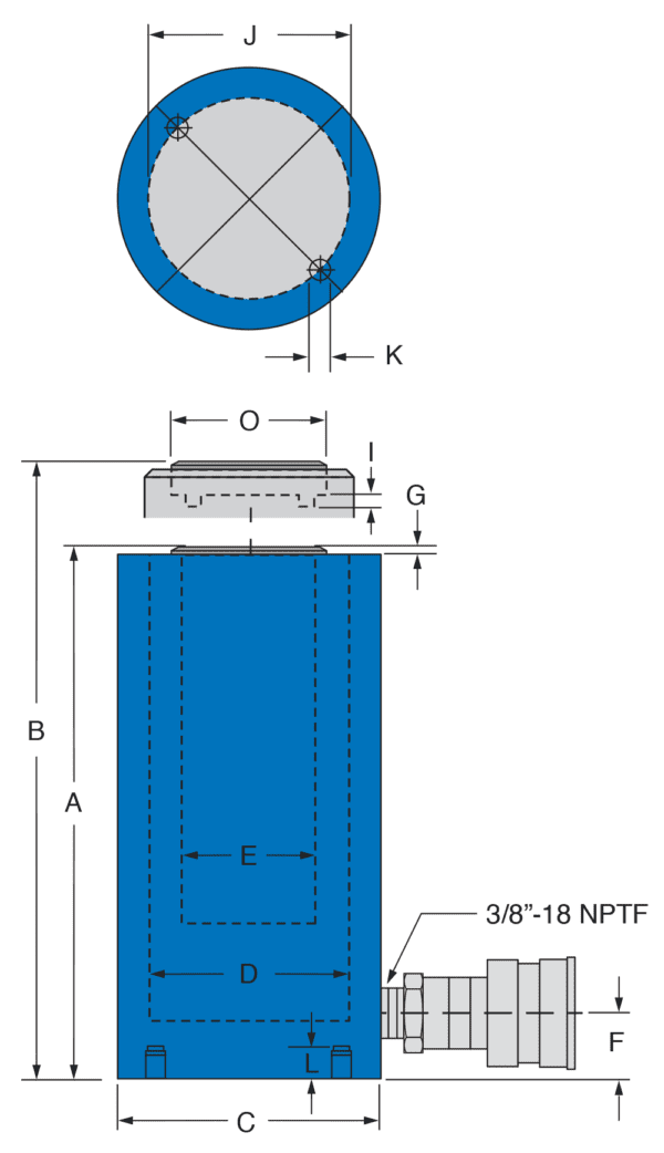 Freedom Hydraulics 50 Ton Single Acting Aluminum Cylinder, 6.00" Stroke - SA506