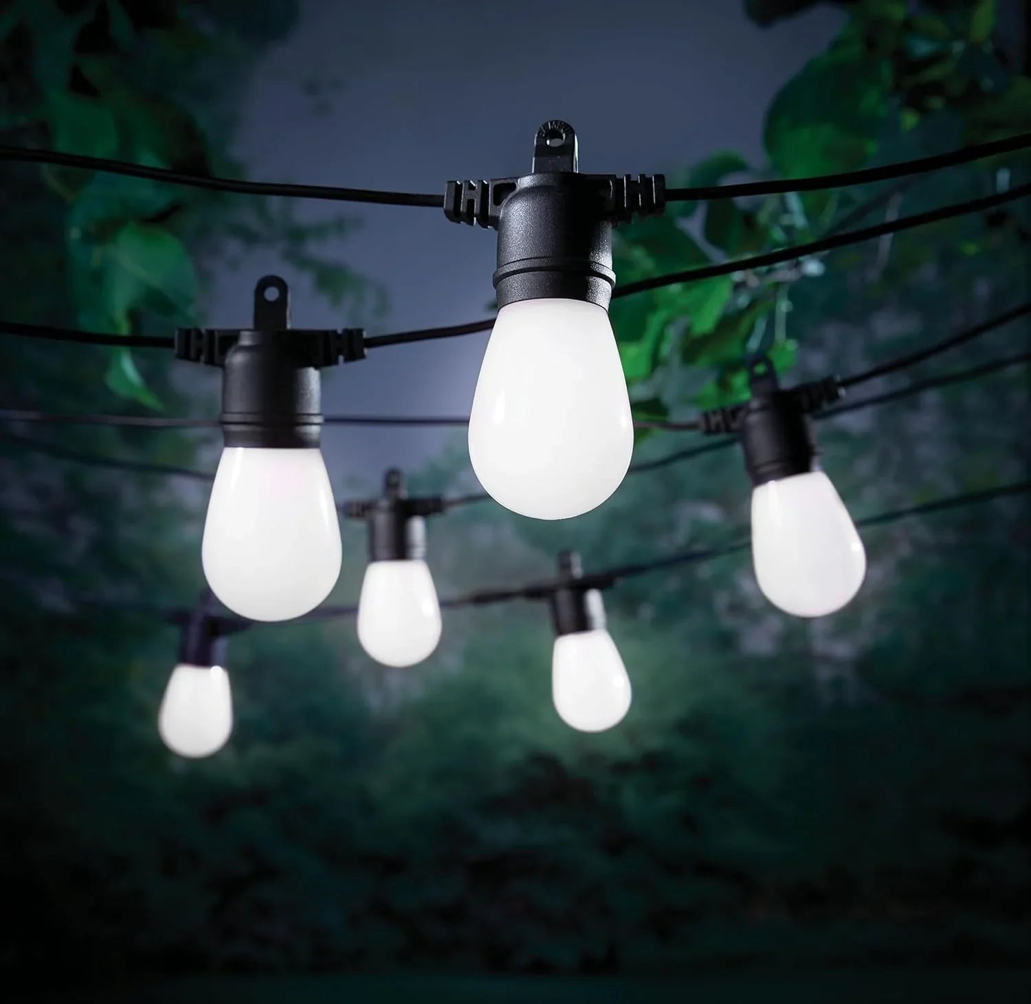 Indoor/Outdoor 24-Light 48 ft. Smart Plug-in Cafe String RGBW Color Changing LED String Light IP65 Waterproof, Dimmable for Balcony, Backyard