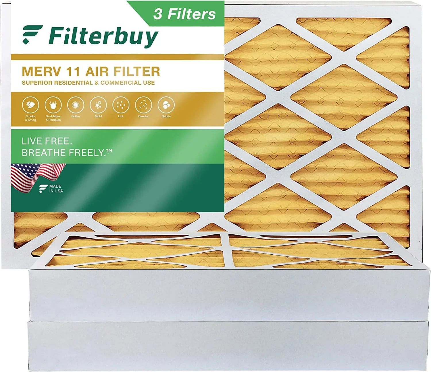 Filterbuy 16x30x4 MERV 11 Pleated HVAC AC Furnace Air Filters (3-Pack)
