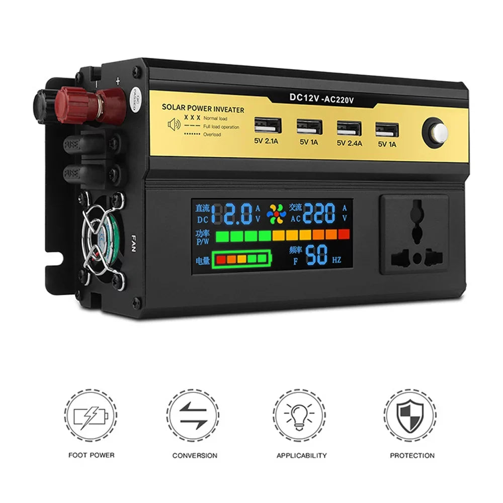Charger Yabuy 5000W Car Power Inverter LED Digital Modified Sinewave Inverter 12V to 220V Converter with AC Outlets 4 USB Charging Ports for Car Vehicle Home Laptops