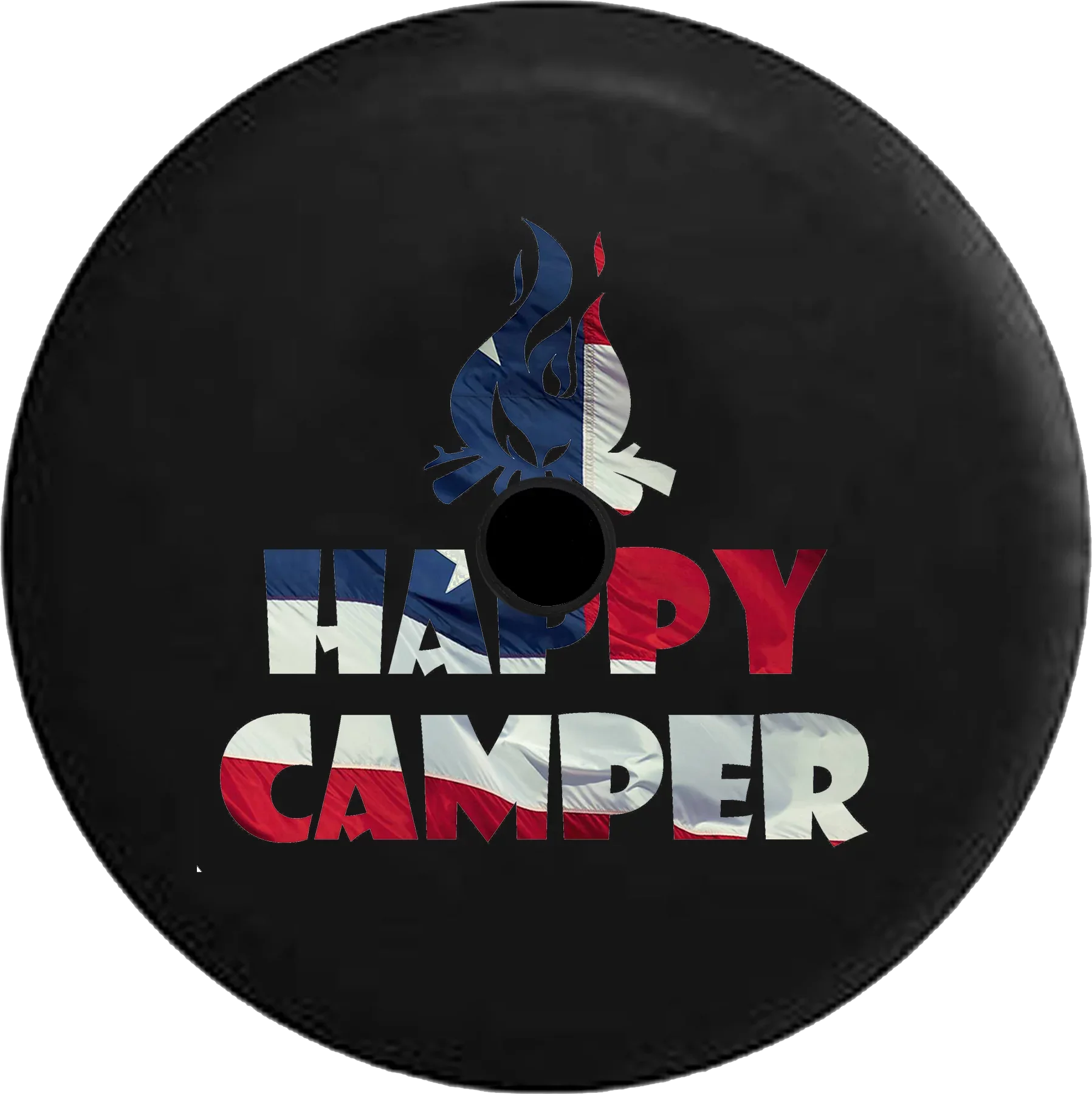 2018 2019 Wrangler JL Backup Camera Happy Camper Campfire Waving American Flag Spare Tire Coating for Jeep RV 33 Inch