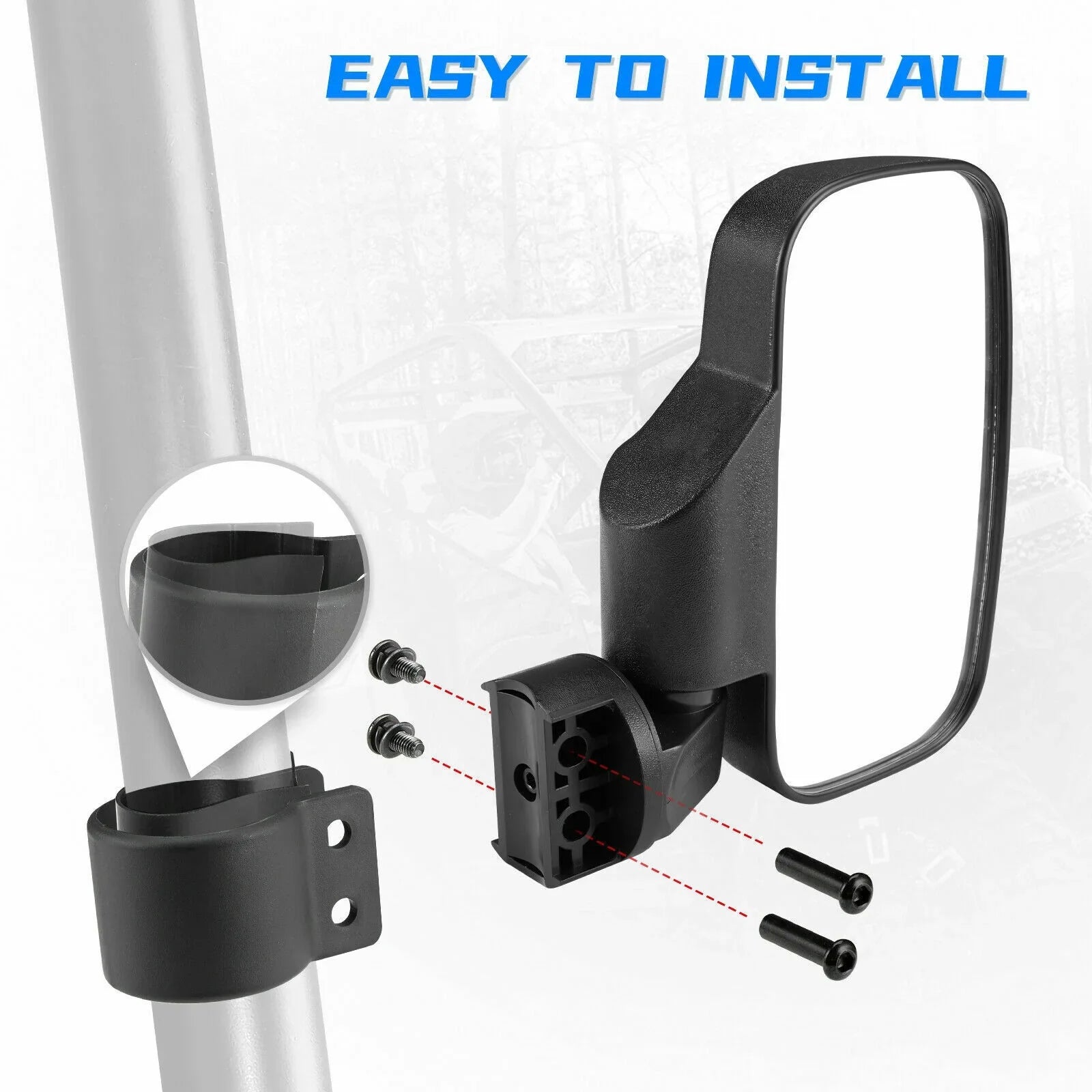 UTV Rear View Mirrors Set 1.75"-2" Bar Clamp Center Mirrors Fitting with Polaris RZR 900 1000 Can-Am X3