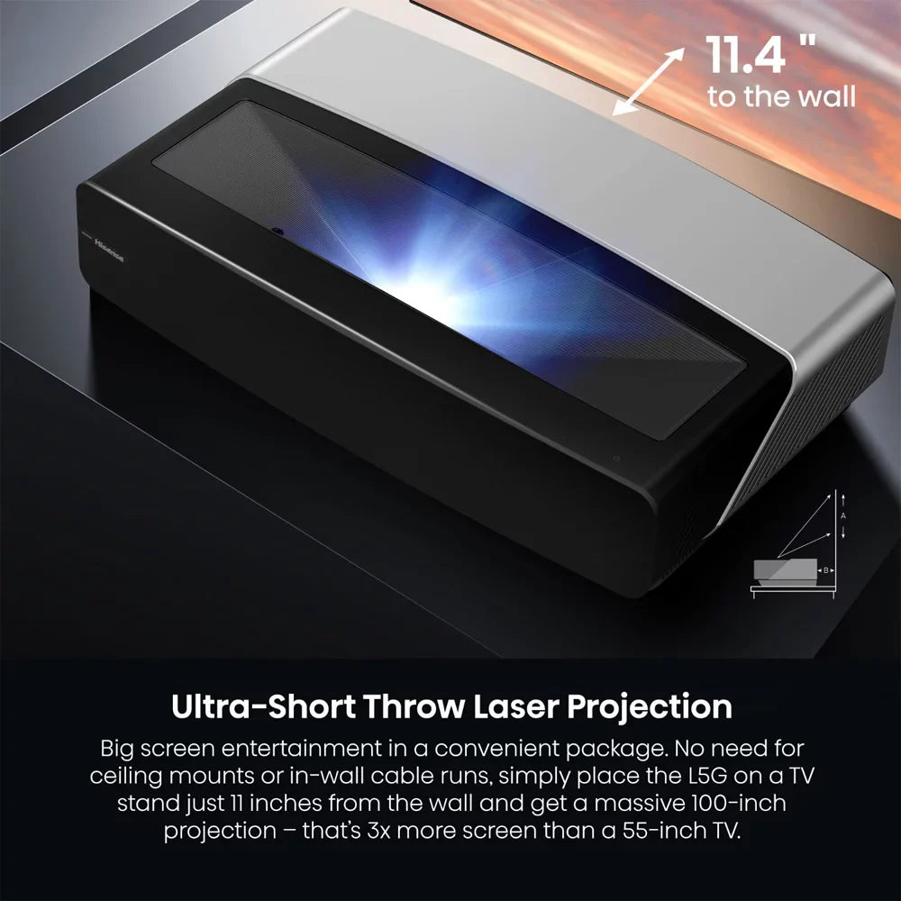 Hisense 100L5G 100" 4K Ultra-Short-Throw LASER TV & 100'' DLT100B 1.0 Gain ALR Screen Bundle with 2 YR CPS Enhanced Protection Pack