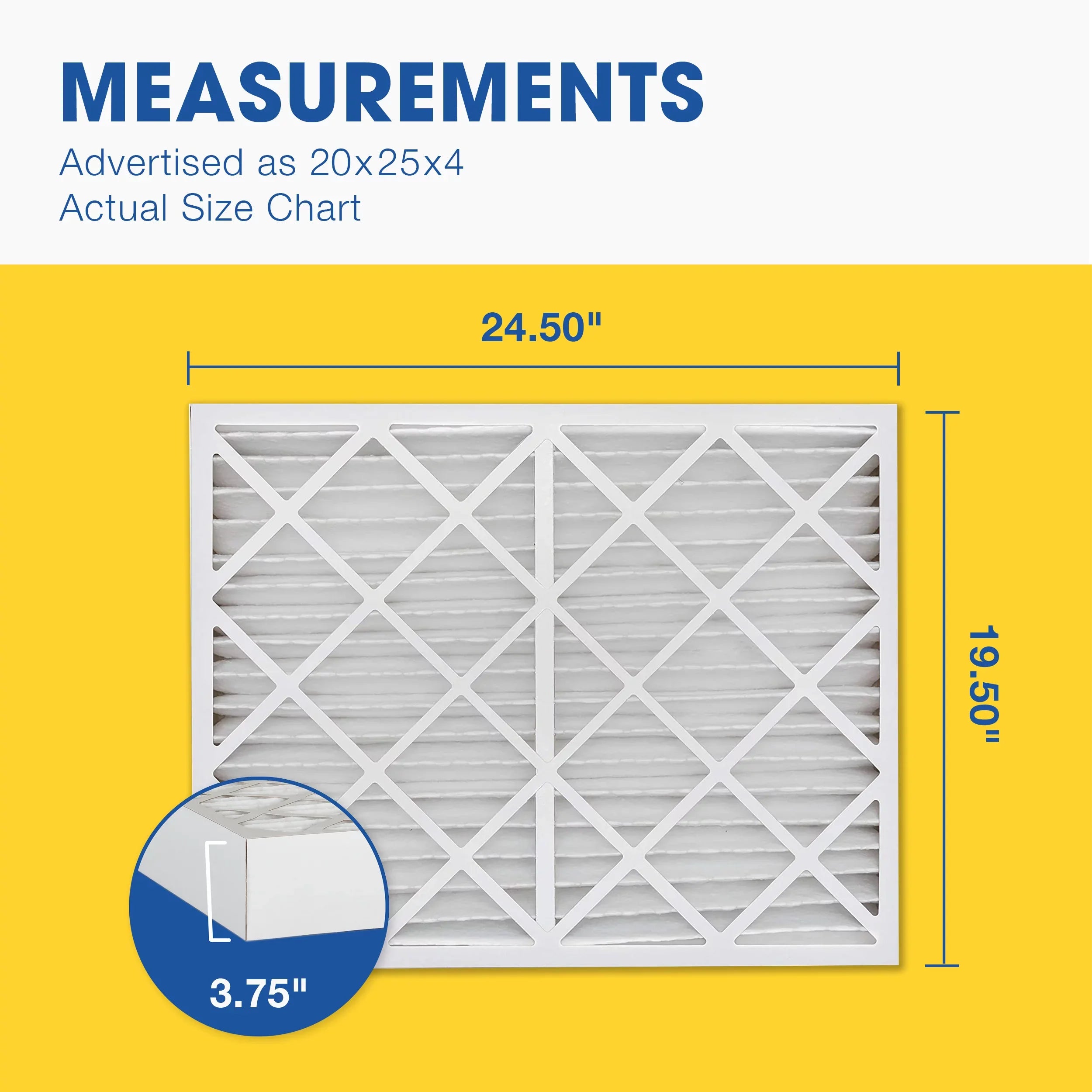 Aerostar 20x25x4 MERV 8 Pleated Air Filter, AC Furnace Air Filter, 6 Pack