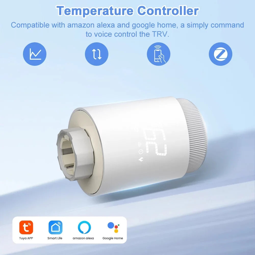 Tomshoo Thermostatic Radiator Valves Intelligent Wireless Mobilephone App Control Home Heating Thermostat Temperature Controller Radiator Thermostat Matching with Home