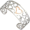 Primal Steel Stainless Steel Rose IP Plated Hearts Cuff Bangle